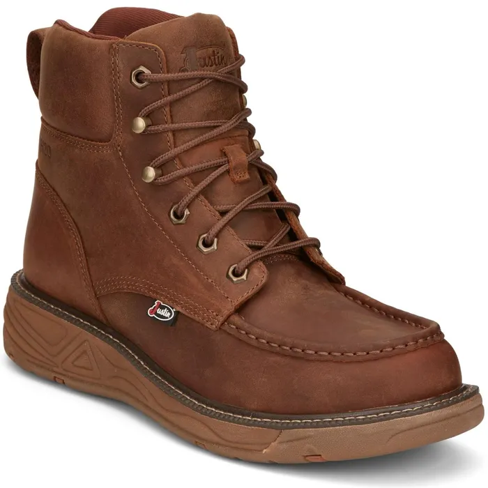 Justin Boots Rush 6034 LaceUp Waterproof Wedge Brown Men Work