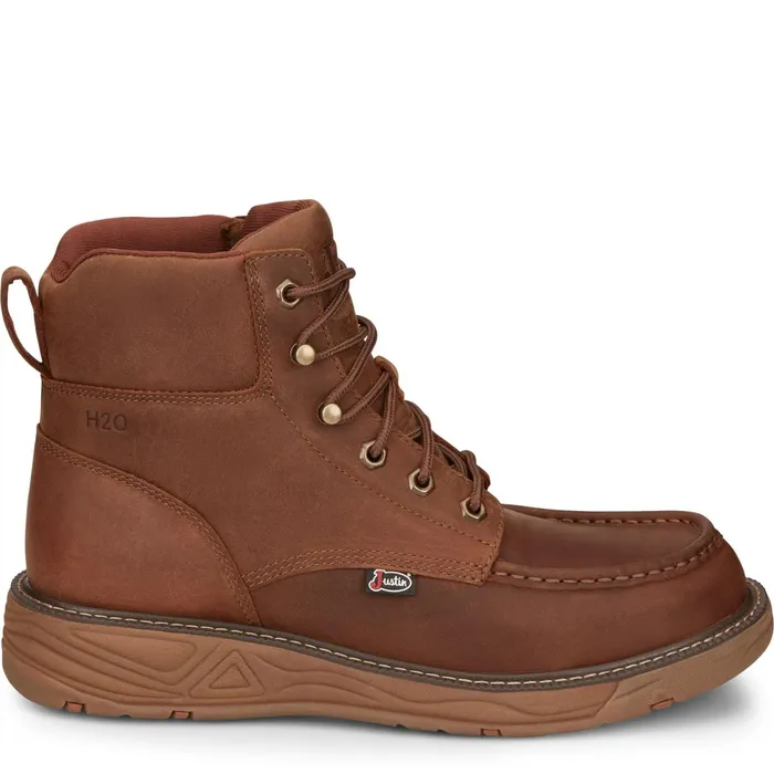 Justin Boots Rush 6034 LaceUp Waterproof Wedge Brown Men Work