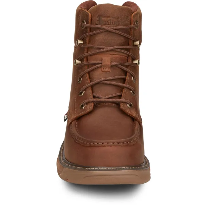 Justin Boots Rush 6034 LaceUp Waterproof Wedge Brown Men Work