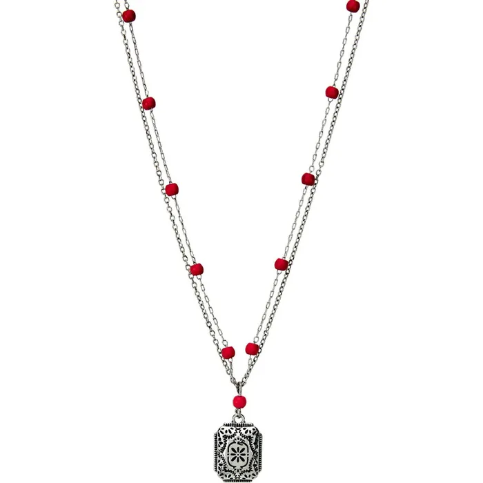 Justin Boots Two Layer Necklace Silver grey Women Jewelry