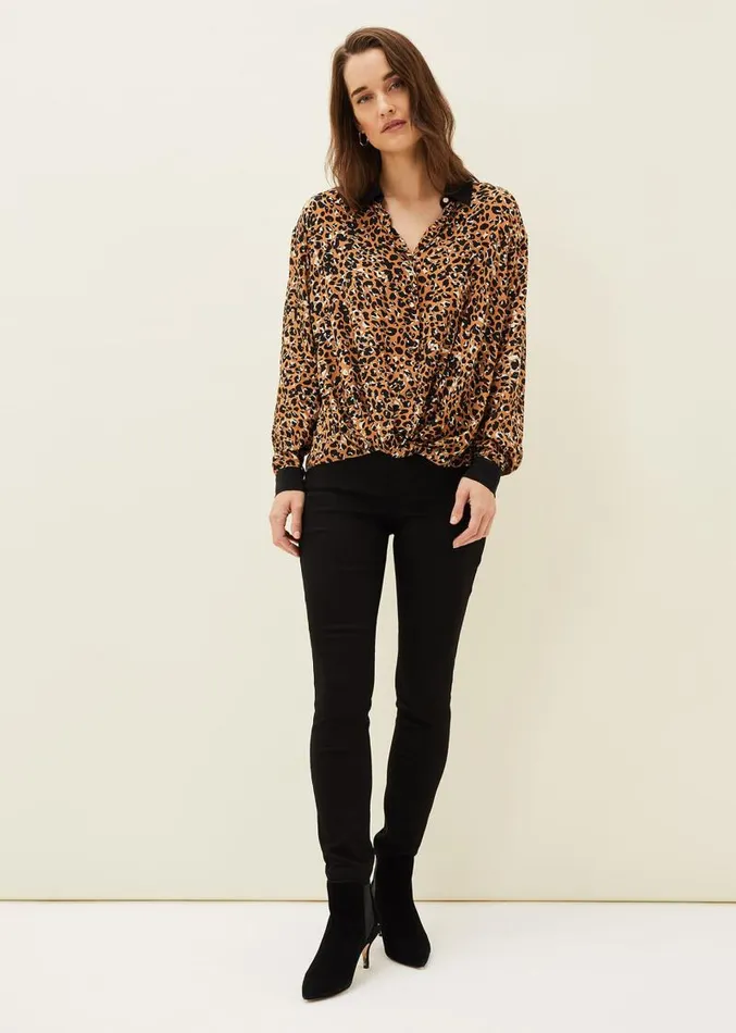 Kaelie Leopard Twist Front Blouse Blackmulti Women Phase Eight Shirts and Blouses Kaelie Leopard Twist Front Blouse Blackmulti Women Phase Eight Shirts and Blouses