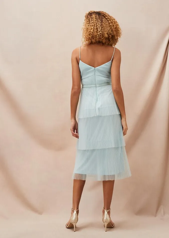Kaia Pleated Tulle Midi Dress Eau De Nil Women Phase Eight Dresses