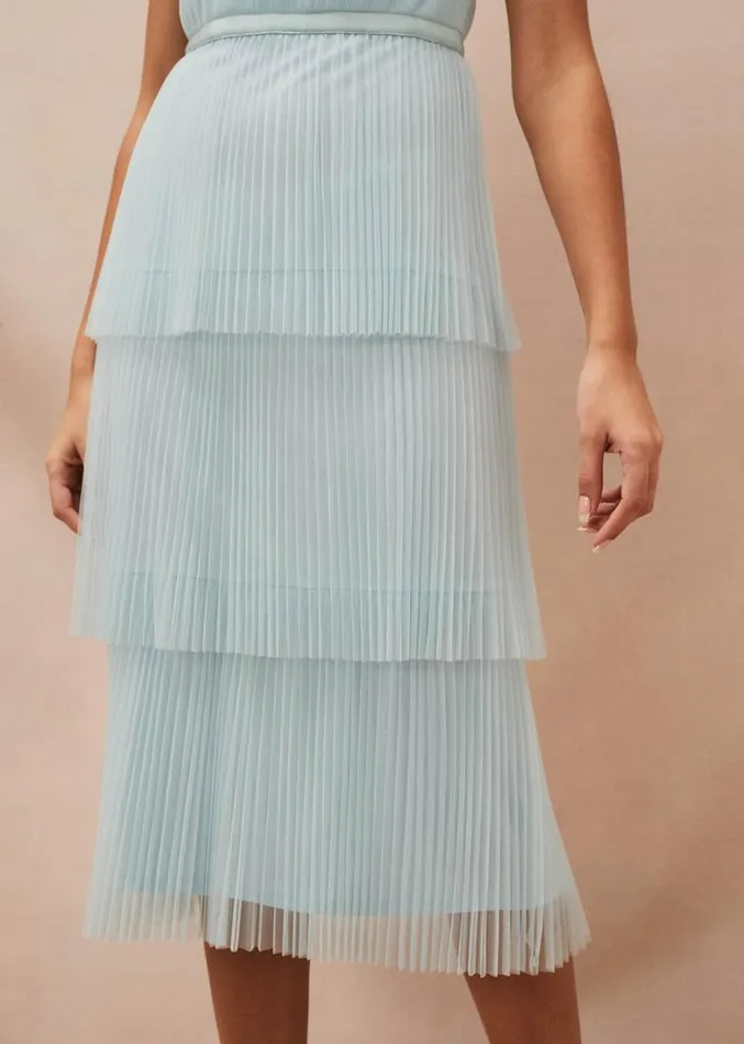 Kaia Pleated Tulle Midi Dress Eau De Nil Women Phase Eight Dresses