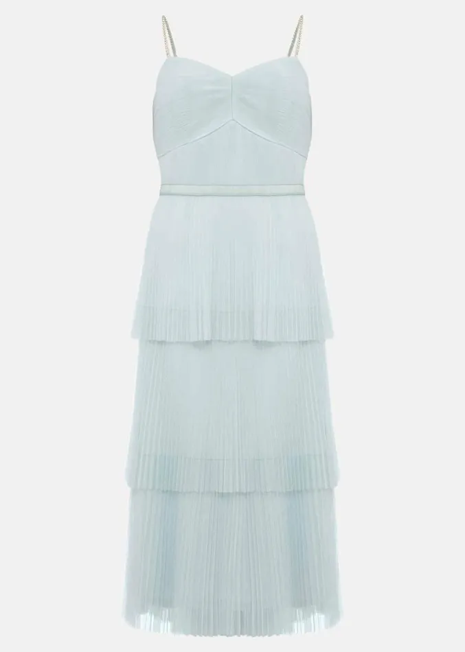 Kaia Pleated Tulle Midi Dress Eau De Nil Women Phase Eight Dresses