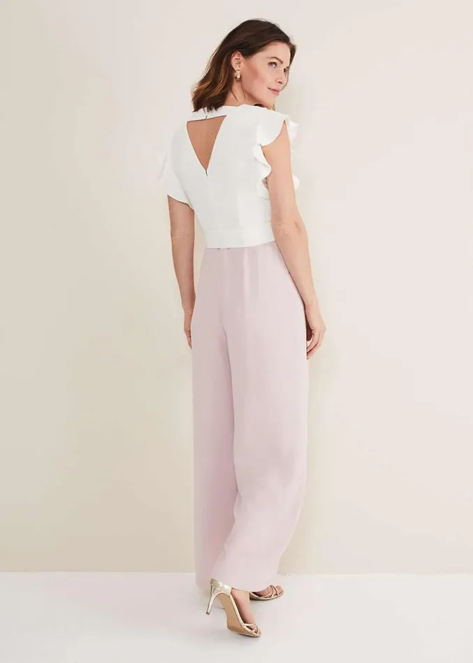 Kallie V Neck Frill Jumpsuit Antique Rose Women Phase Eight Dresses