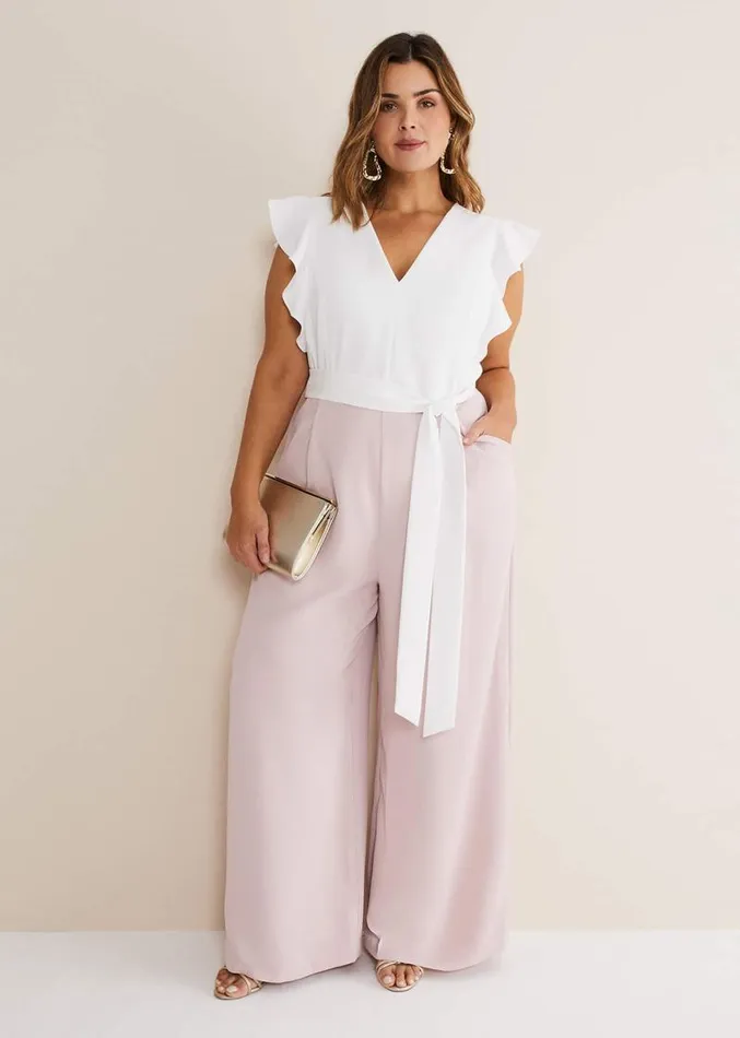 Kallie V Neck Frill Jumpsuit Antique Rose Women Phase Eight Dresses