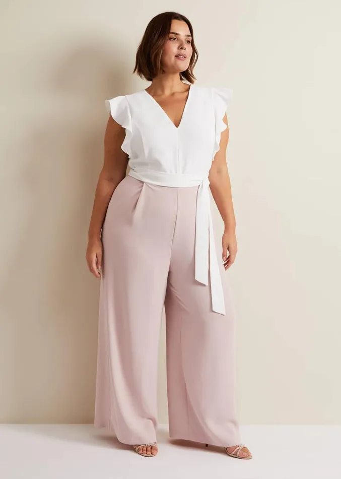 Kallie V Neck Frill Jumpsuit Antique Rose Women Phase Eight Dresses