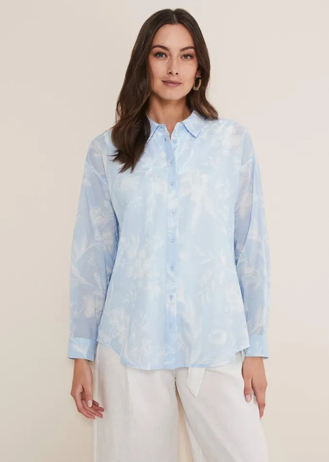Kaya Floral Print Shirt Blue Women Phase Eight Shirts and Blouses