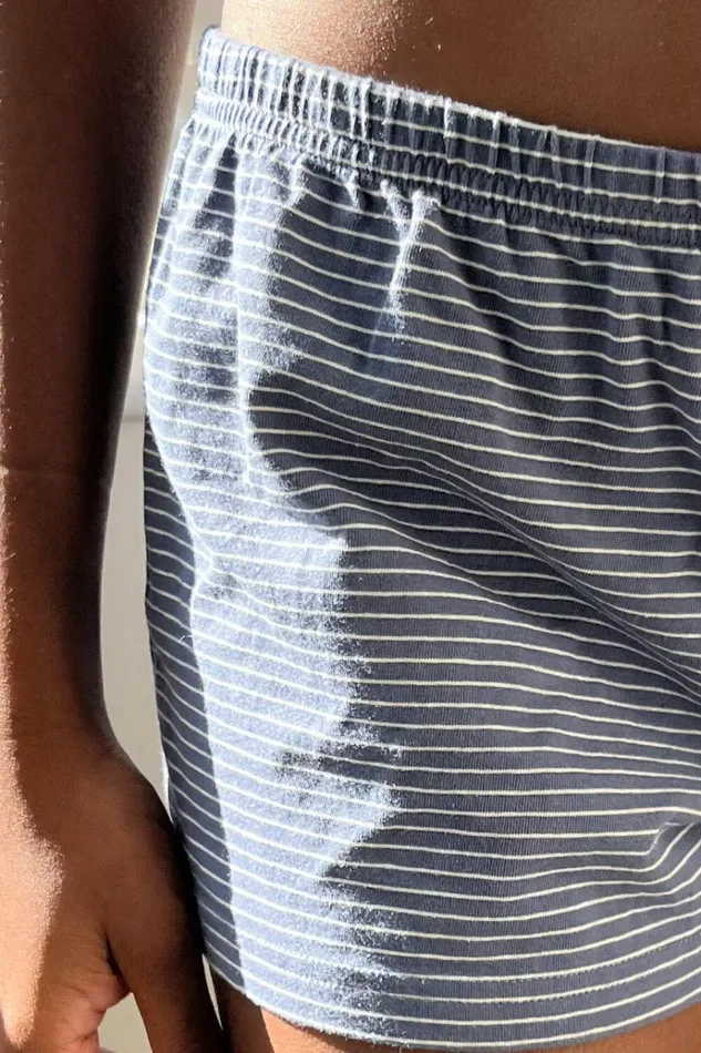 Keira Stripe Shorts Faded Navy White Stripes Women Brandy Melville Bottoms