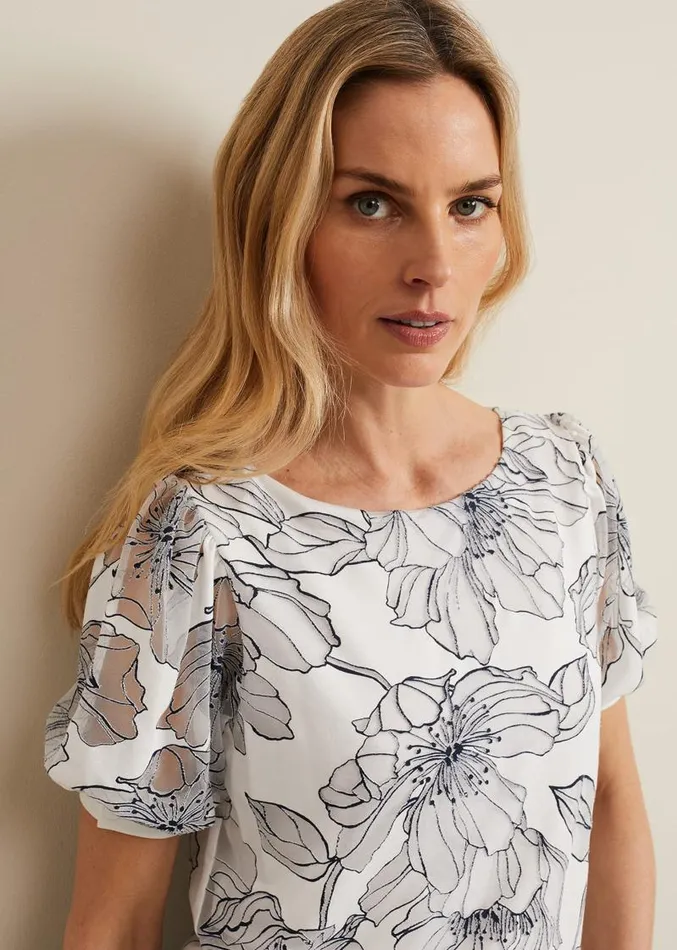 Kelly Floral Burnout Top Ivory Women Phase Eight Tops and TShirts