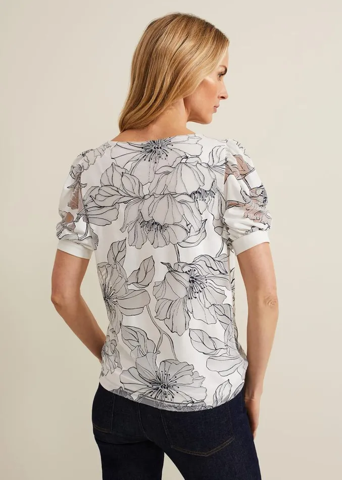 Kelly Floral Burnout Top Ivory Women Phase Eight Tops and TShirts