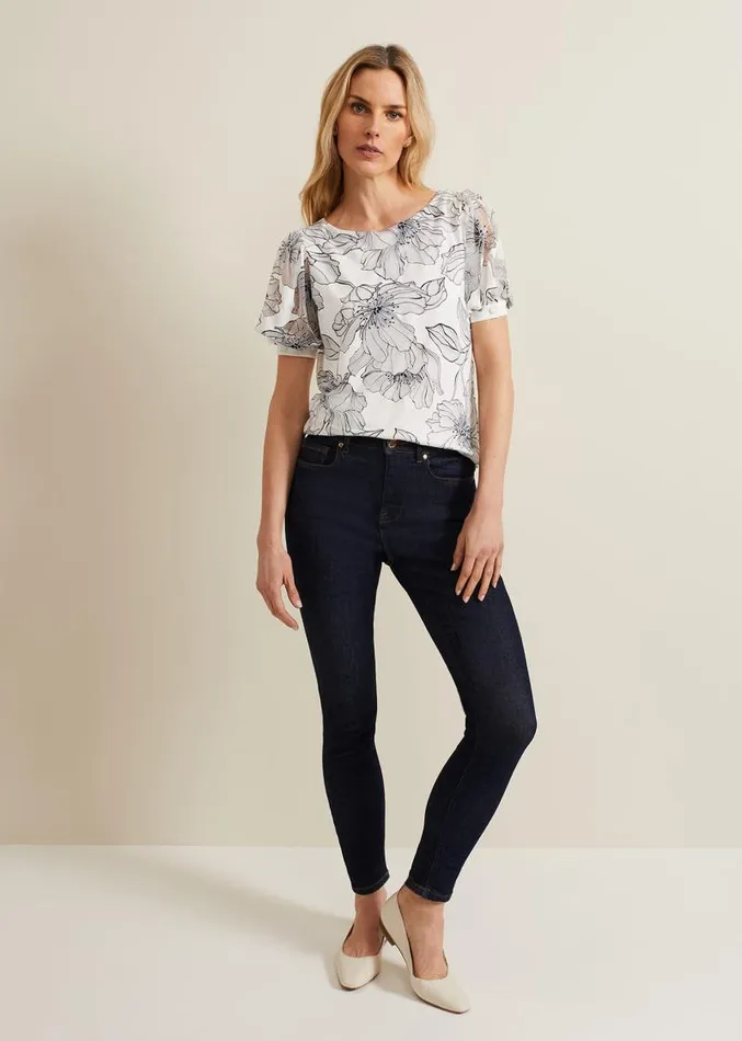 Kelly Floral Burnout Top Ivory Women Phase Eight Tops and TShirts