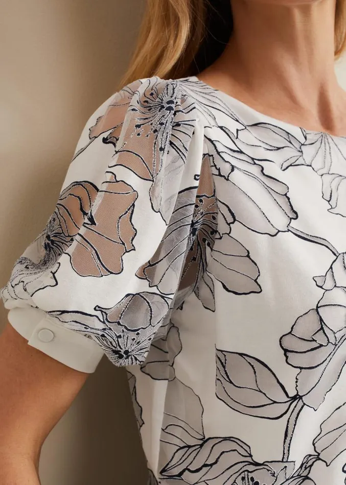 Kelly Floral Burnout Top Ivory Women Phase Eight Tops and TShirts
