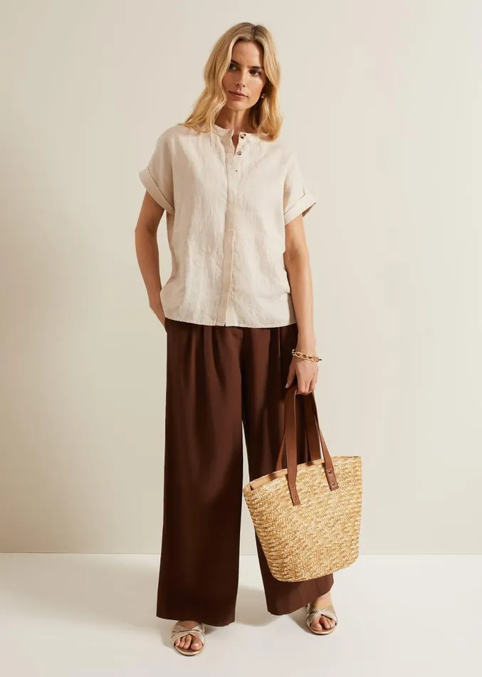 Kelsie Button Through Linen Shirt Neutral Women Phase Eight Shirts and Blouses Kelsie Button Through Linen Shirt Neutral Women Phase Eight Shirts and Blouses