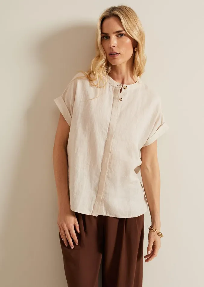Kelsie Button Through Linen Shirt Neutral Women Phase Eight Shirts and Blouses Kelsie Button Through Linen Shirt Neutral Women Phase Eight Shirts and Blouses
