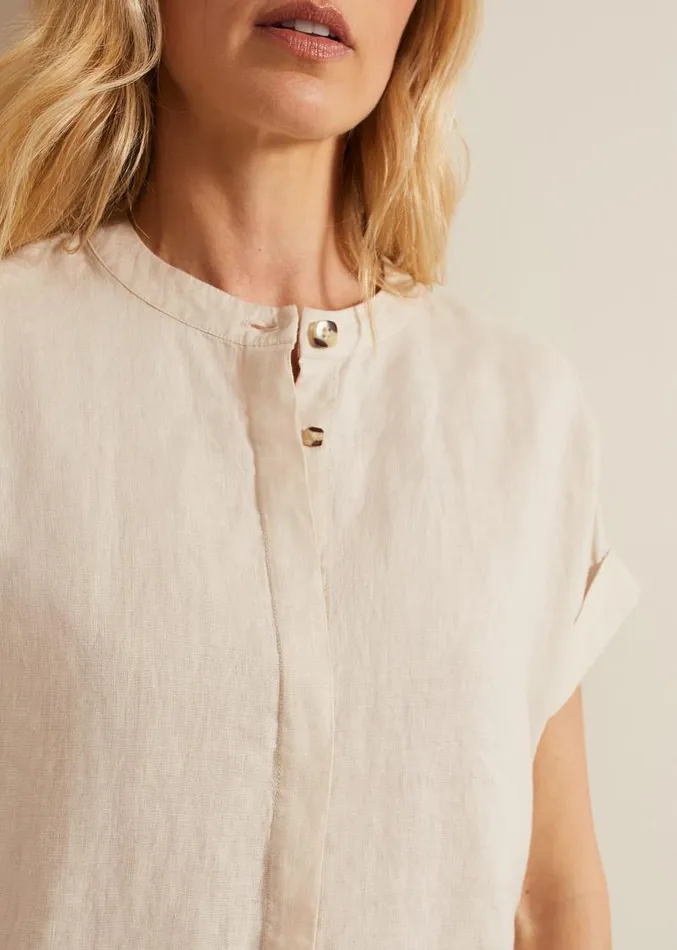Kelsie Button Through Linen Shirt Neutral Women Phase Eight Shirts and Blouses Kelsie Button Through Linen Shirt Neutral Women Phase Eight Shirts and Blouses