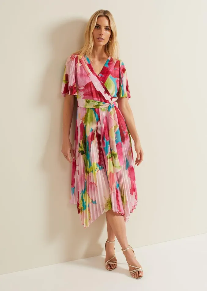 Kendall Floral Pleat Midi Dress Multicoloured Women Phase Eight Dresses