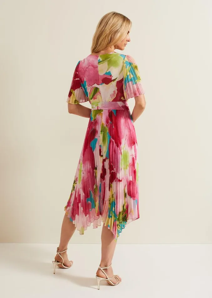 Kendall Floral Pleat Midi Dress Multicoloured Women Phase Eight Dresses