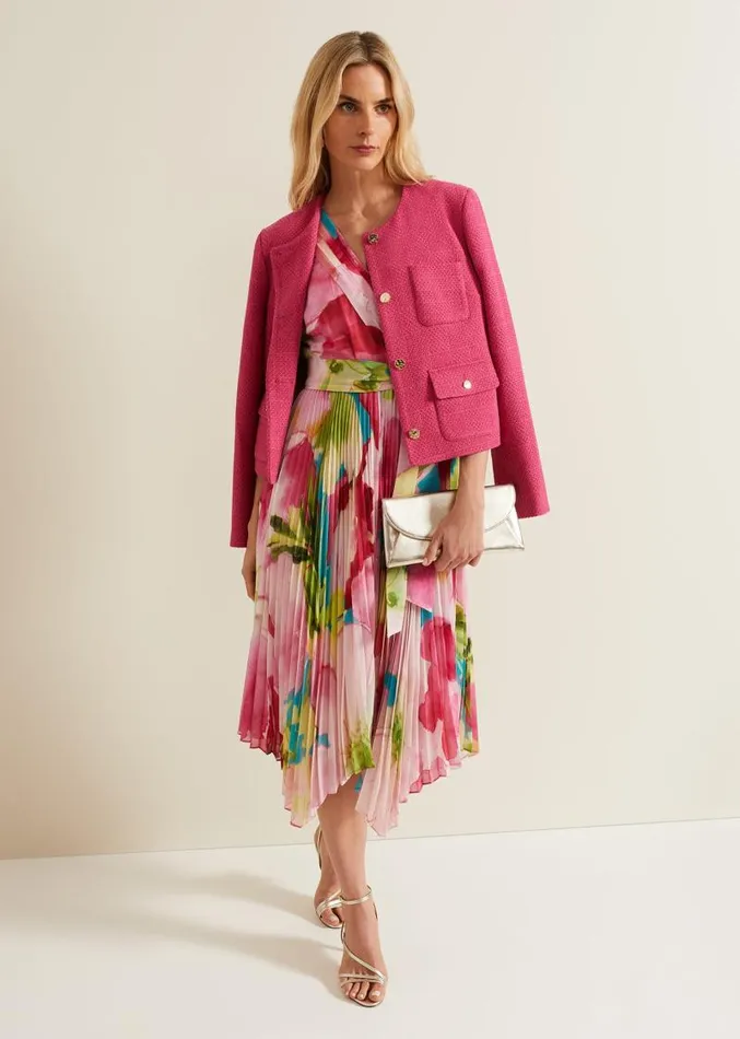 Kendall Floral Pleat Midi Dress Multicoloured Women Phase Eight Dresses