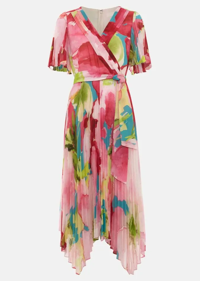 Kendall Floral Pleat Midi Dress Multicoloured Women Phase Eight Dresses