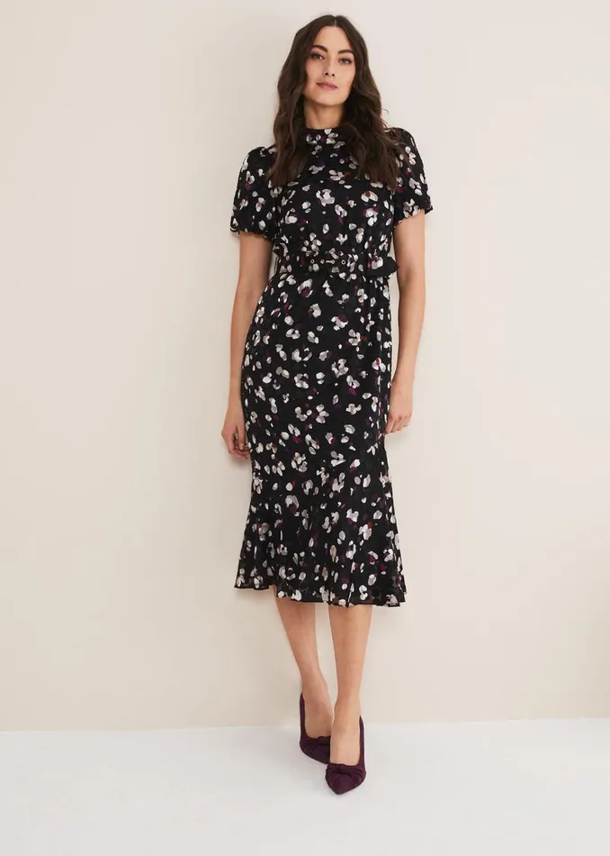 Kensley Print Puff Sleeve Dress Multicoloured Women Phase Eight Dresses