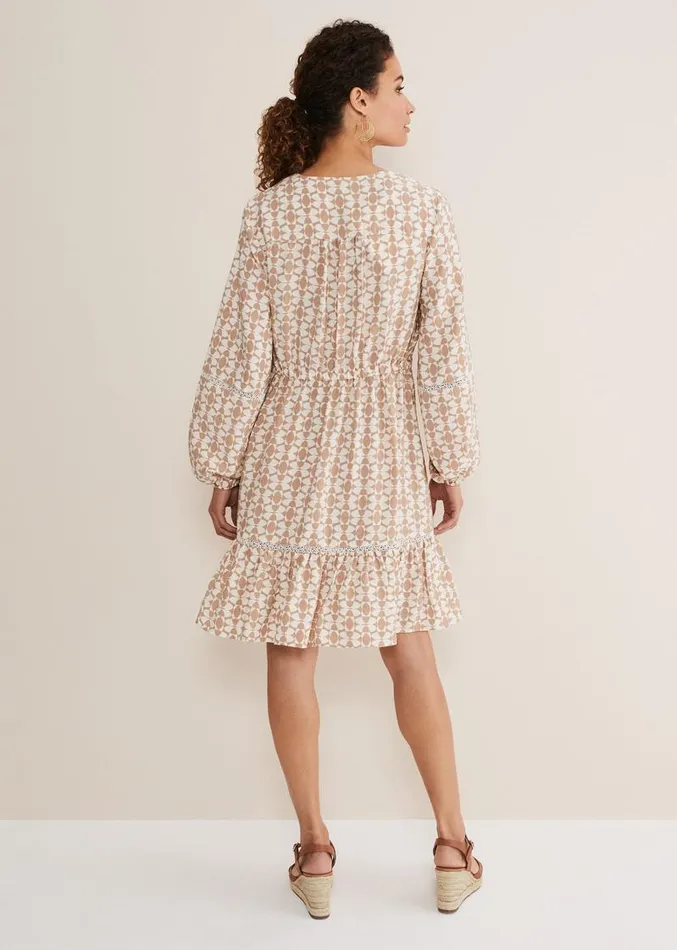 Kesia Geo Swing Mini Dress Stoneivory Women Phase Eight Dresses
