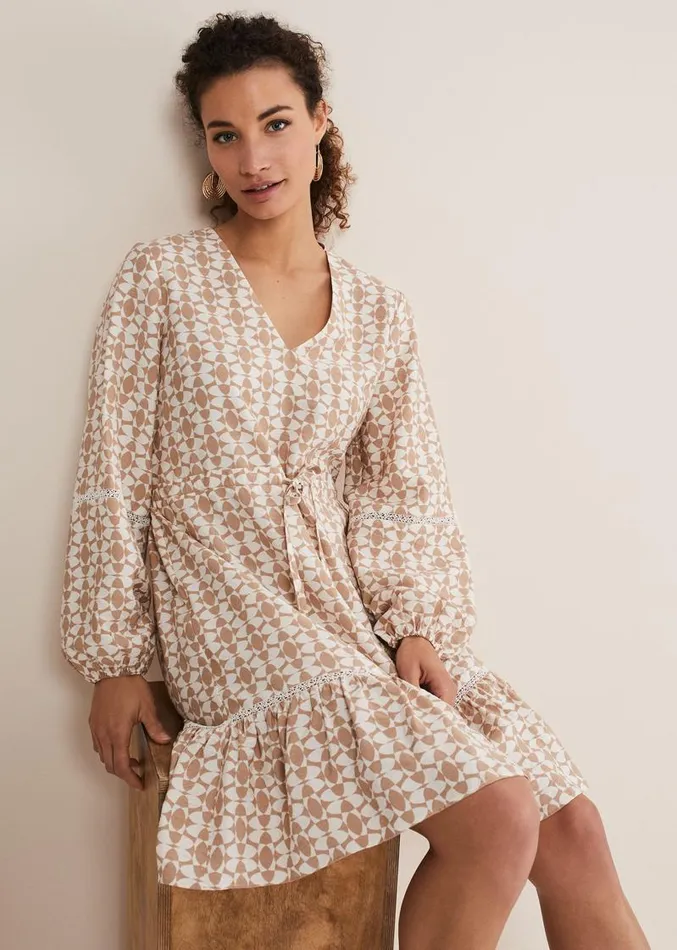 Kesia Geo Swing Mini Dress Stoneivory Women Phase Eight Dresses