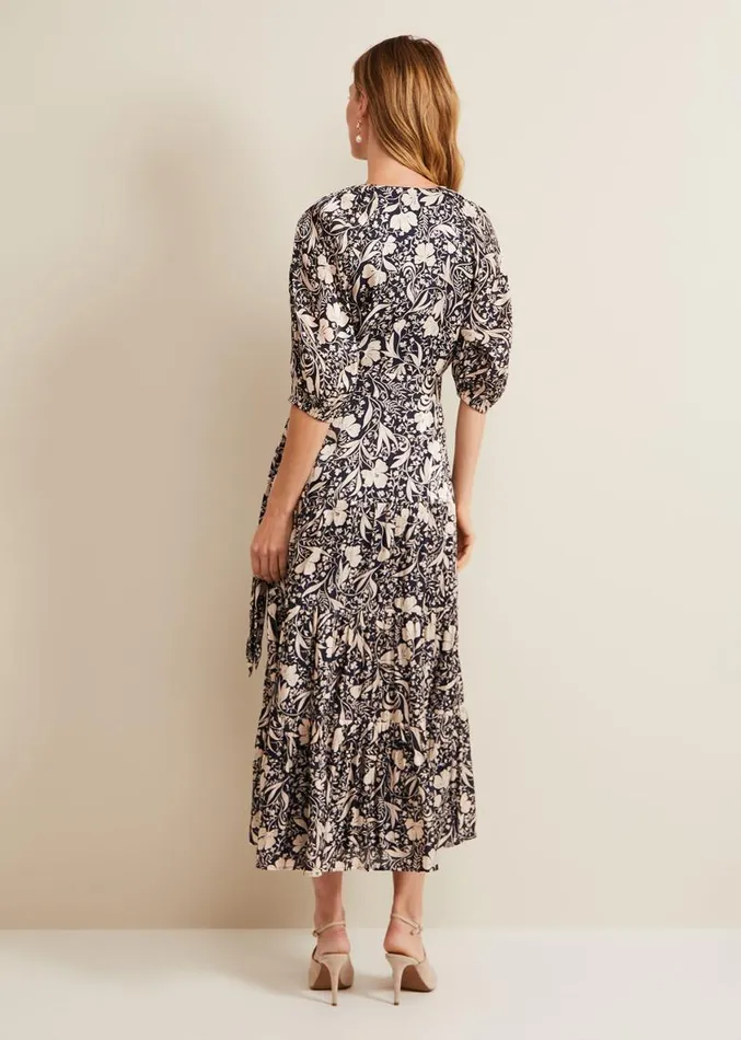Kezia Satin Floral Wrap Dress Multicoloured Women Phase Eight Dresses