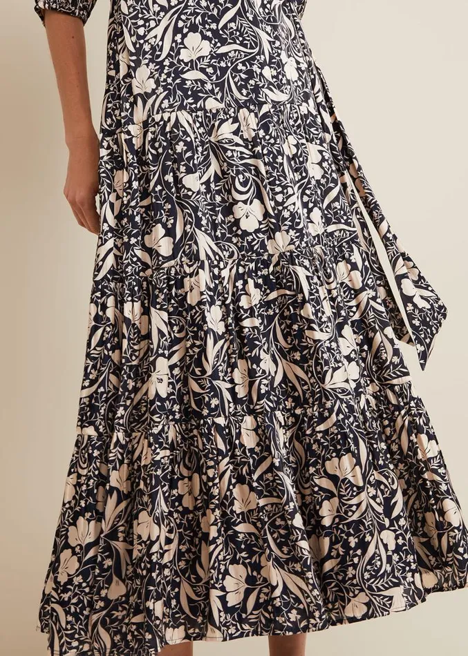 Kezia Satin Floral Wrap Dress Multicoloured Women Phase Eight Dresses