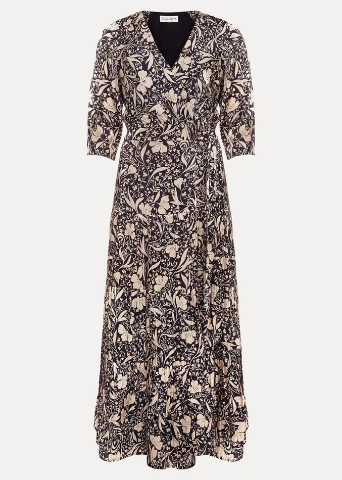 Kezia Satin Floral Wrap Dress Multicoloured Women Phase Eight Dresses