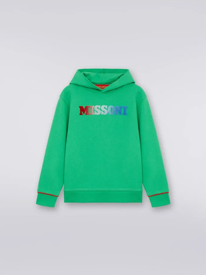 Kids Cotton Hoodie With Dgrad Logo Green Missoni Clothing