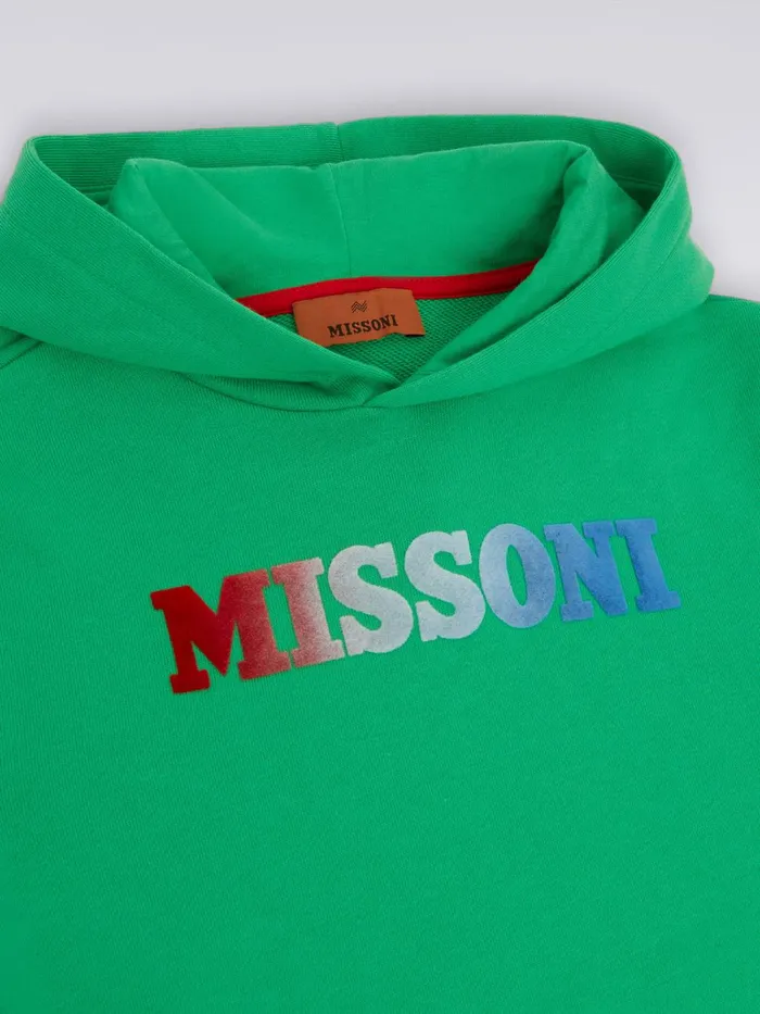 Kids Cotton Hoodie With Dgrad Logo Green Missoni Clothing
