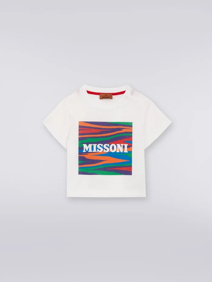 Kids Cotton TShirt With Slub Print And Logo White Missoni Baby 024 Months