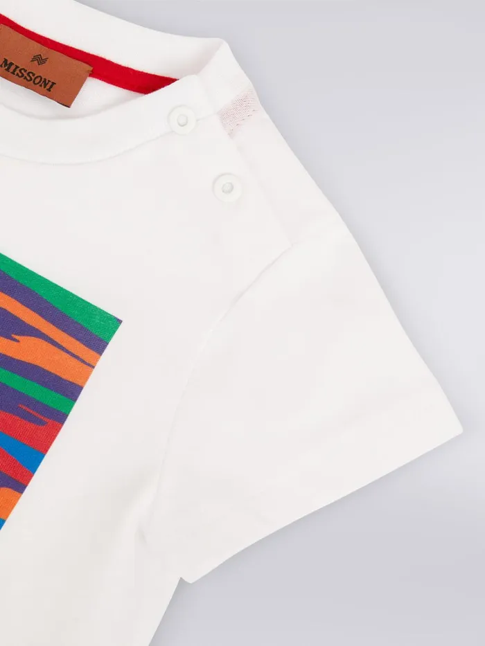 Kids Cotton TShirt With Slub Print And Logo White Missoni Baby 024 Months