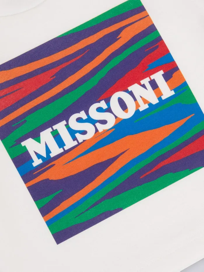 Kids Cotton TShirt With Slub Print And Logo White Missoni Baby 024 Months