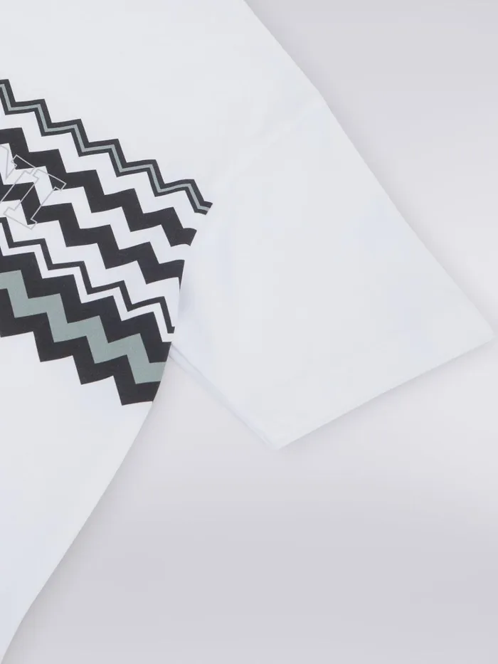 Kids Cotton TShirt With Zigzag And Logo Black and White Missoni Clothing Kids Cotton TShirt With Zigzag And Logo Black and White Missoni Clothing