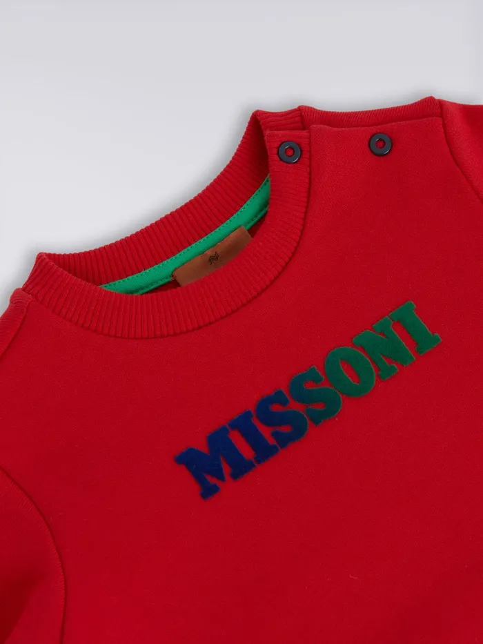 Kids CrewNeck Cotton Sweatshirt With Logo Red Missoni Clothing Kids CrewNeck Cotton Sweatshirt With Logo Red Missoni Clothing