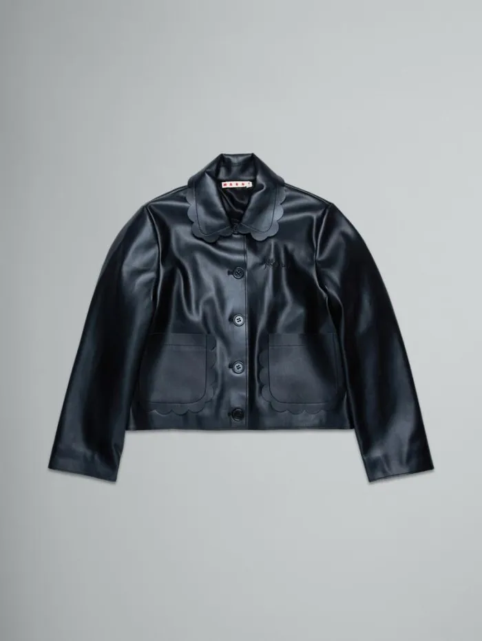 Kids Marni Black Jacket In Soft Coated Fabric