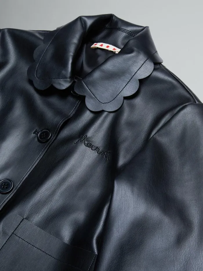 Kids Marni Black Jacket In Soft Coated Fabric