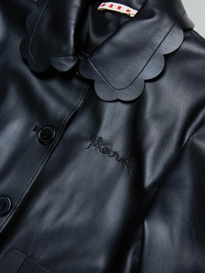 Kids Marni Black Jacket In Soft Coated Fabric