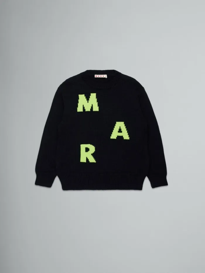 Kids Marni Black WoolBlend Pullover With Logo