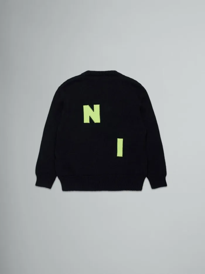 Kids Marni Black WoolBlend Pullover With Logo
