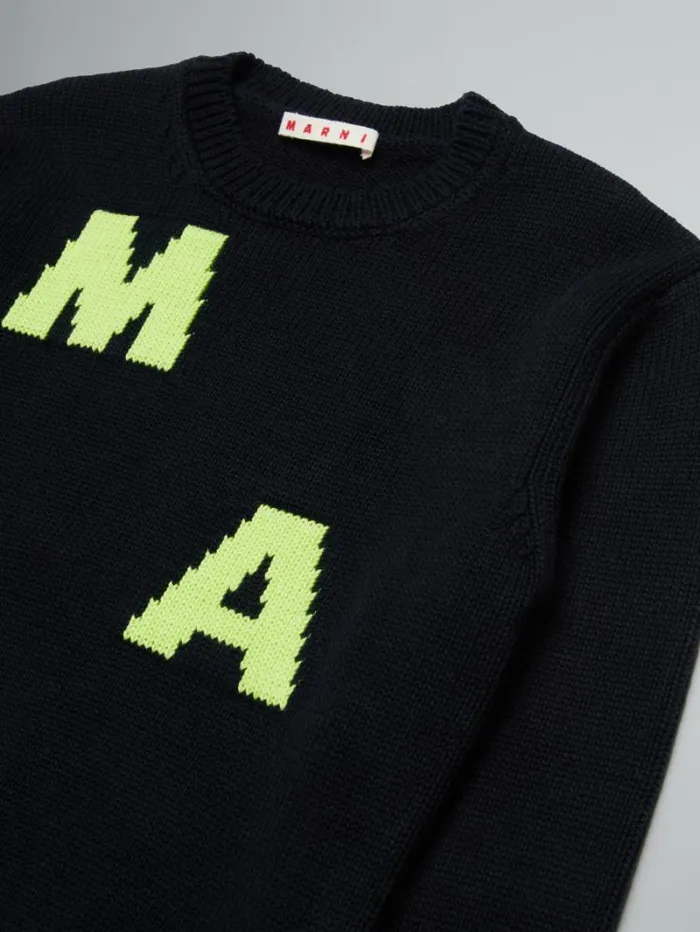 Kids Marni Black WoolBlend Pullover With Logo