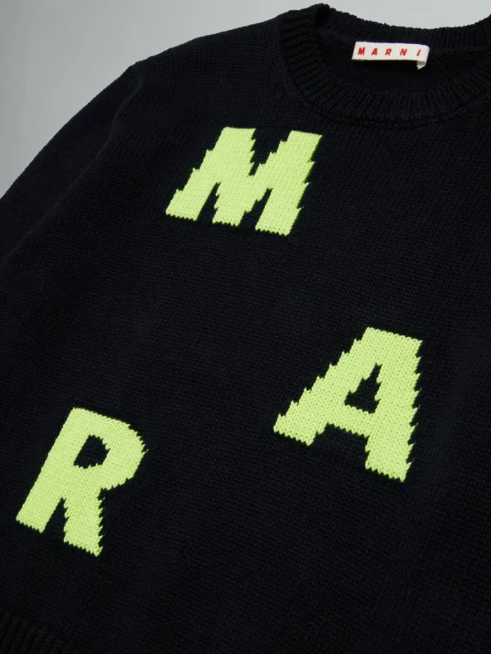 Kids Marni Black WoolBlend Pullover With Logo