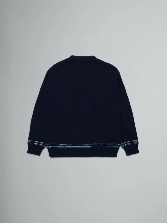 Kids Marni Blue WoolBlend Pullover With Logo