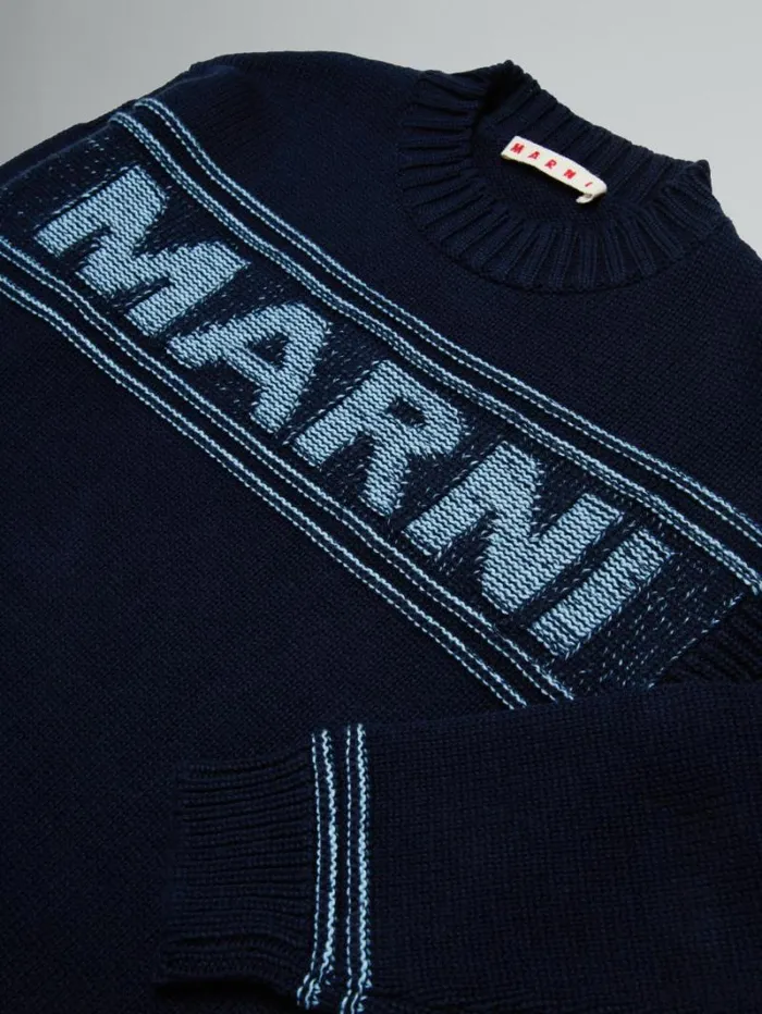 Kids Marni Blue WoolBlend Pullover With Logo