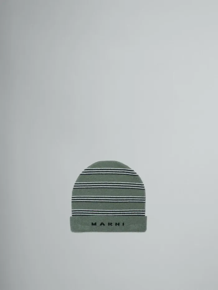 Kids Marni Striped Wool Blend Beanie