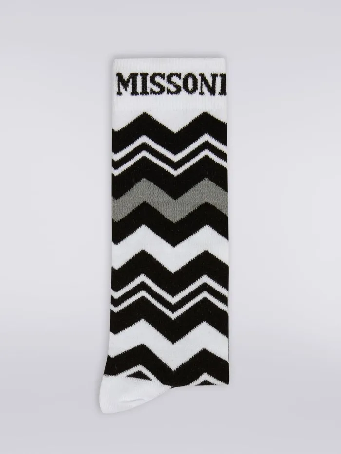 Kids Zigzag Cotton Blend Socks Black and White Missoni Accessories Kids Zigzag Cotton Blend Socks Black and White Missoni Accessories
