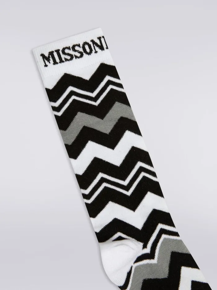 Kids Zigzag Cotton Blend Socks Black and White Missoni Accessories Kids Zigzag Cotton Blend Socks Black and White Missoni Accessories