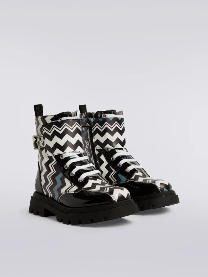 Kids Zigzag Print Boots With Paint Inserts Black and White Missoni Accessories Kids Zigzag Print Boots With Paint Inserts Black and White Missoni Accessories